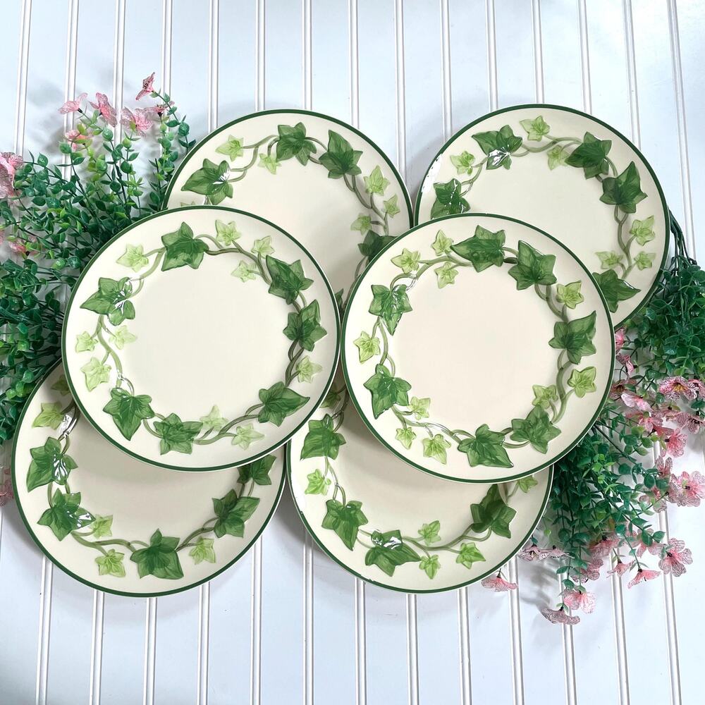 Vintage Franciscan Green Ivy Dinnerware Pieces Dinner Plates I Love Lucy Set x6